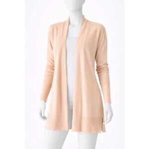 Ann Taylor Factory Peach Open Front Wool Blend Cardigan oldmoney Womens Large